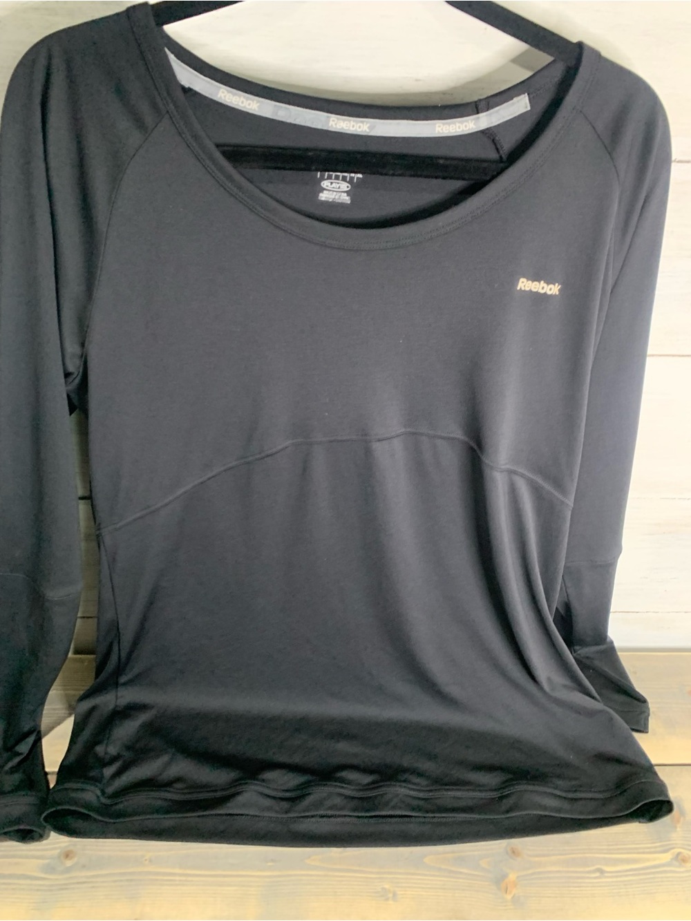 Reebok Black Long-Sleeve Athletic Tee with Small Logo